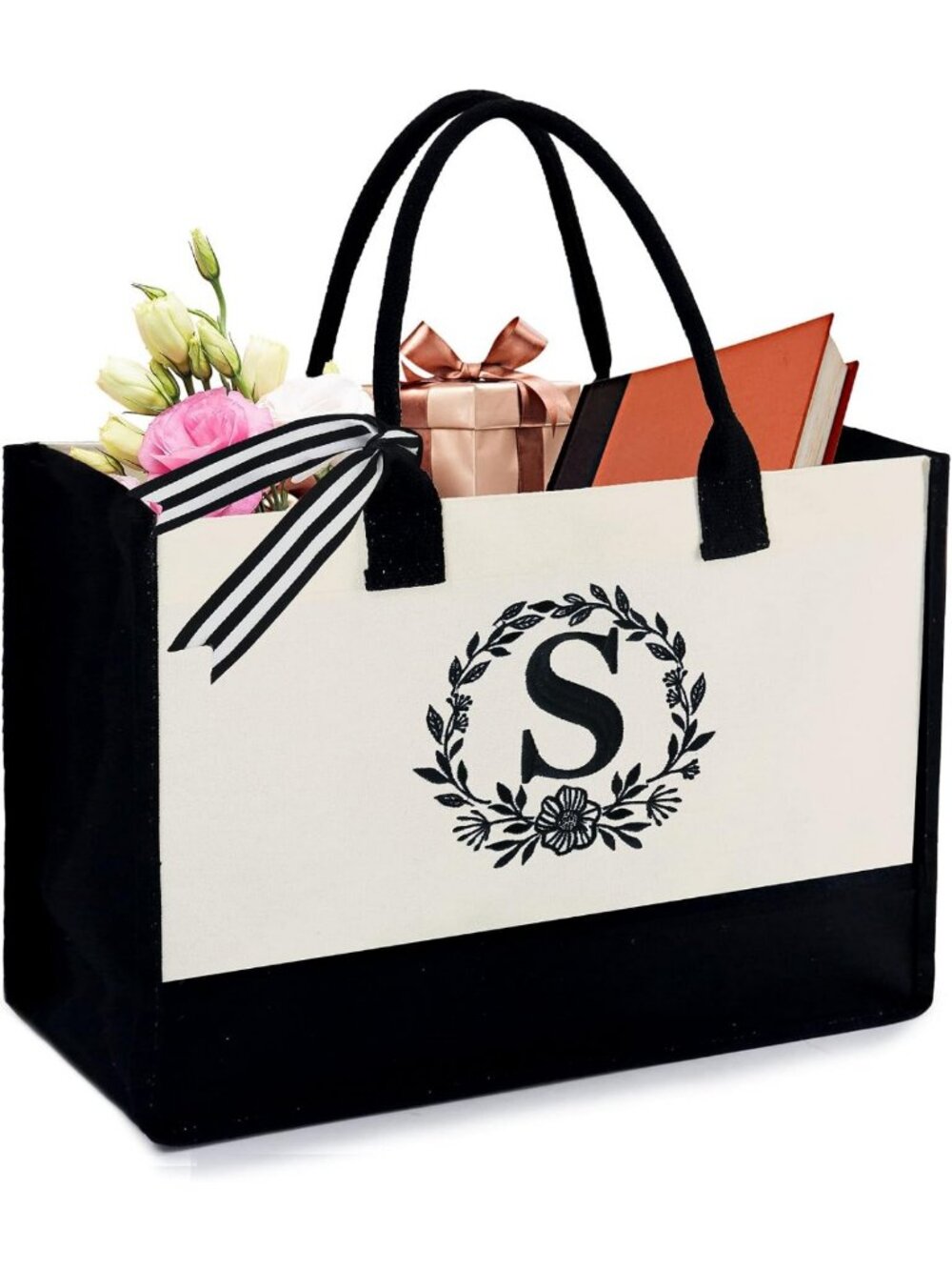 Personalized Embroidery Initial Tote Bag for Women - Perfect Gift for Teachers